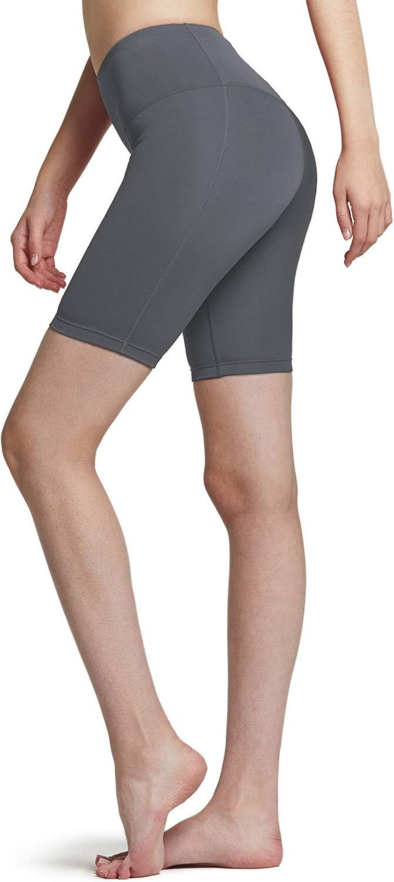 Women'S High Waist Tummy Control Yoga Shorts, Workout Exercise Shorts, Running Shorts W Pocket