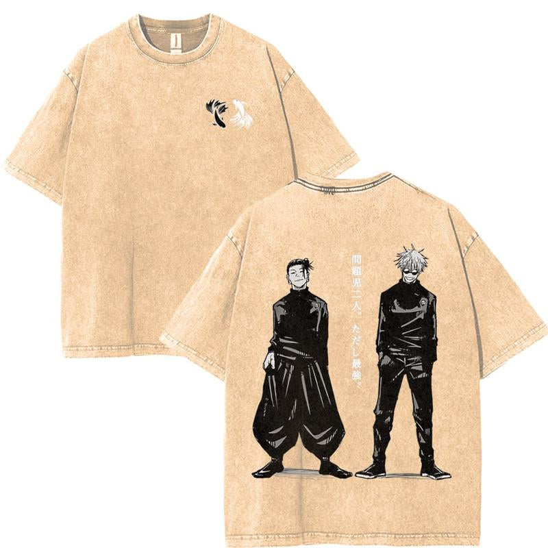 Gojo Satoru X Suguru Geto JJK Washed Tshirt, Hoodie, Jujutsu Kaisen Character Anime Hoodie, Soft Cotton Fabric, Oversized Fit