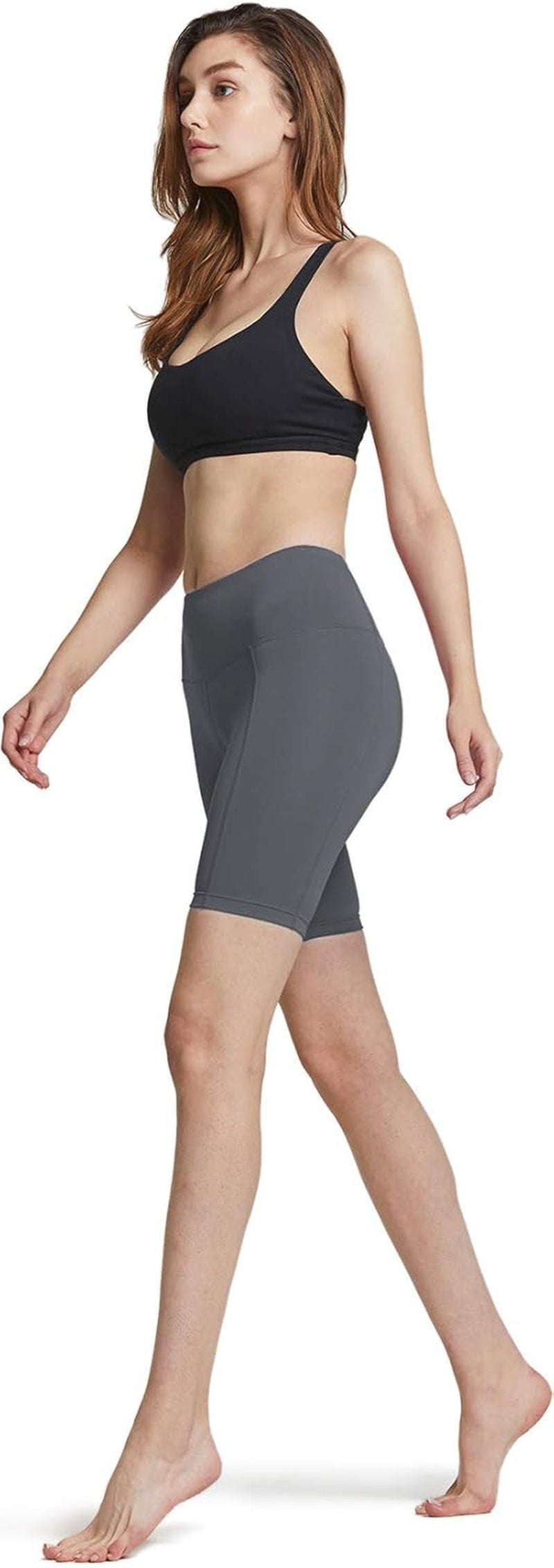 Women'S High Waist Tummy Control Yoga Shorts, Workout Exercise Shorts, Running Shorts W Pocket
