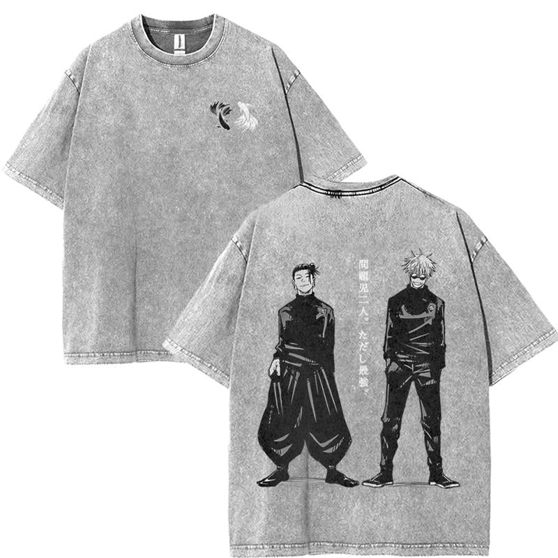 Gojo Satoru X Suguru Geto JJK Washed Tshirt, Hoodie, Jujutsu Kaisen Character Anime Hoodie, Soft Cotton Fabric, Oversized Fit