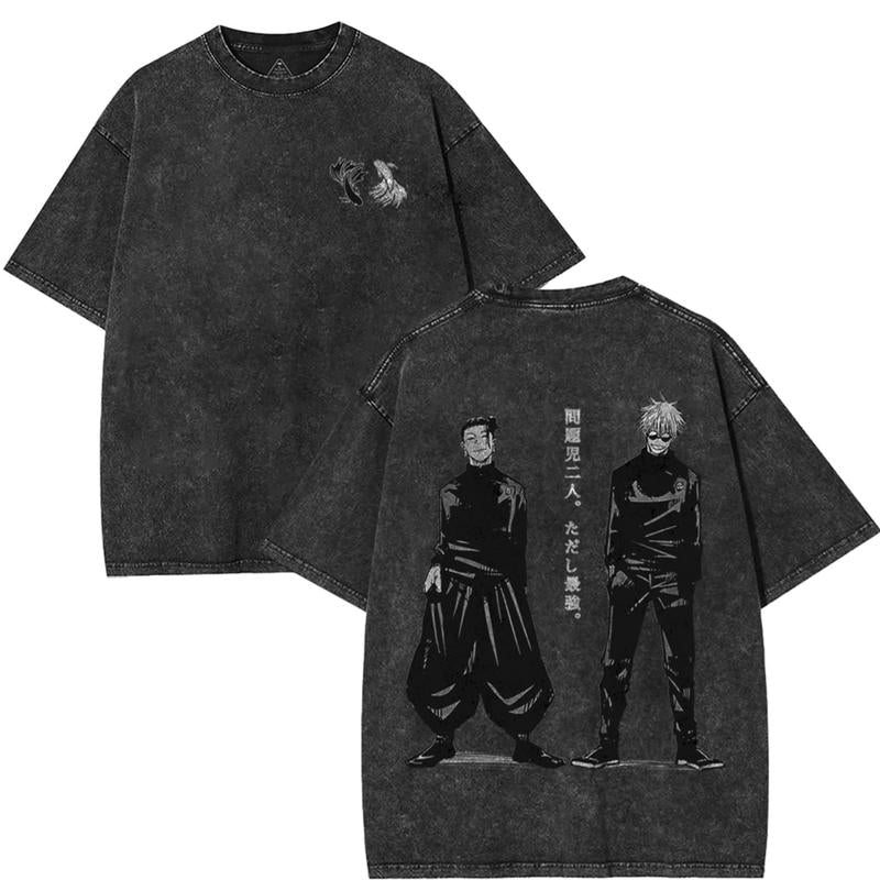Gojo Satoru X Suguru Geto JJK Washed Tshirt, Hoodie, Jujutsu Kaisen Character Anime Hoodie, Soft Cotton Fabric, Oversized Fit