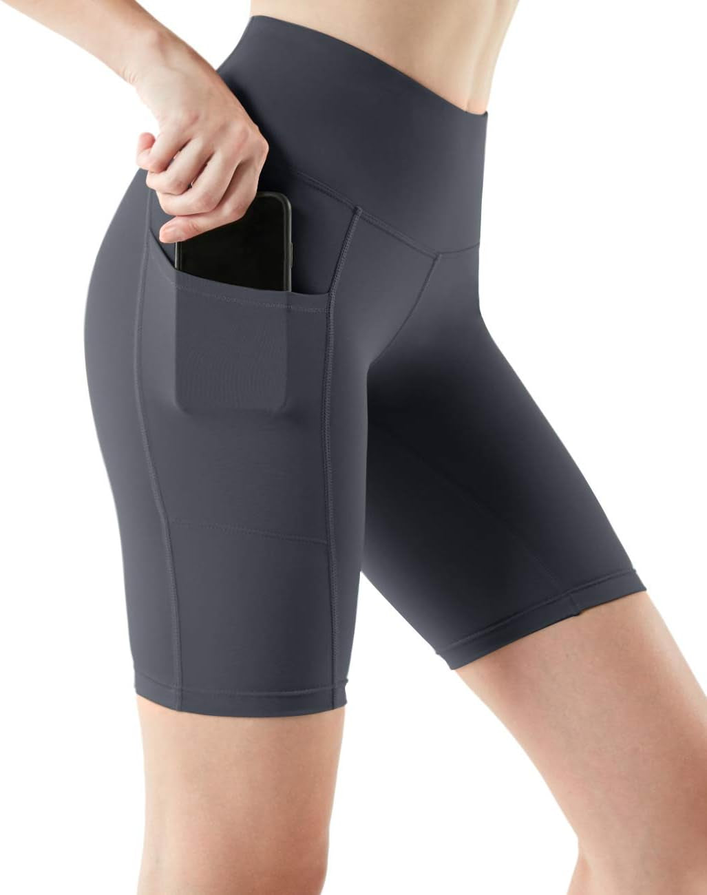 Women'S High Waist Tummy Control Yoga Shorts, Workout Exercise Shorts, Running Shorts W Pocket