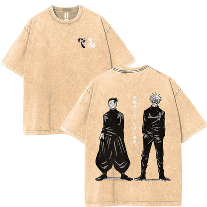 Gojo Satoru X Suguru Geto JJK Washed Tshirt, Hoodie, Jujutsu Kaisen Character Anime Hoodie, Soft Cotton Fabric, Oversized Fit